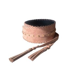 BCBG Studded Leather/Suede Wrap  Belt